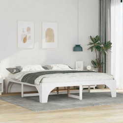 Ramka łóżka Biały 200 x 200 cm Lite drewno sosnowe