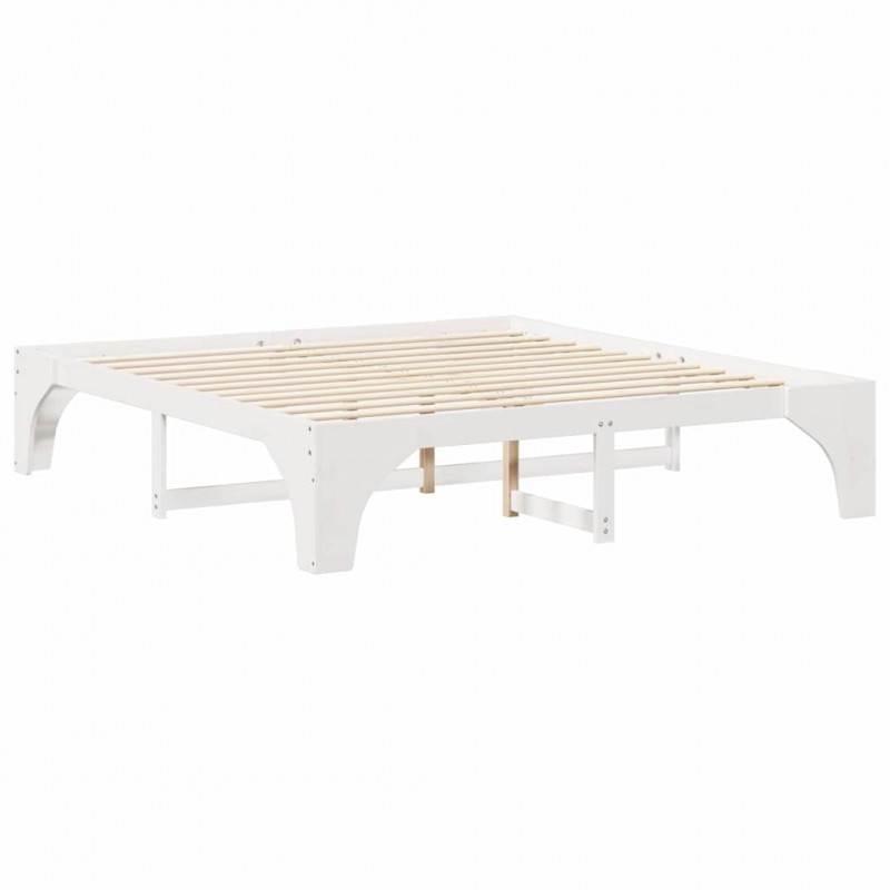 Ramka łóżka Biały 200 x 200 cm Lite drewno sosnowe