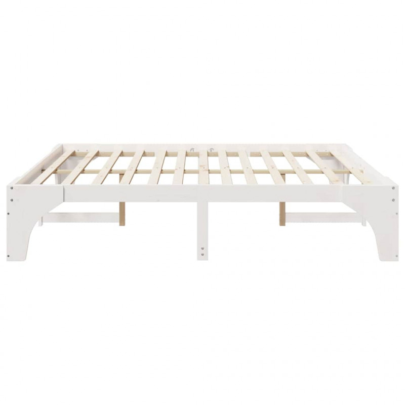 Ramka łóżka Biały 200 x 200 cm Lite drewno sosnowe