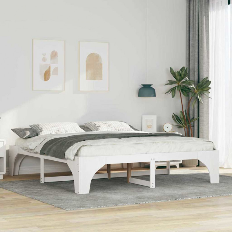 Ramka łóżka Biały 180 x 200 cm Lite drewno sosnowe