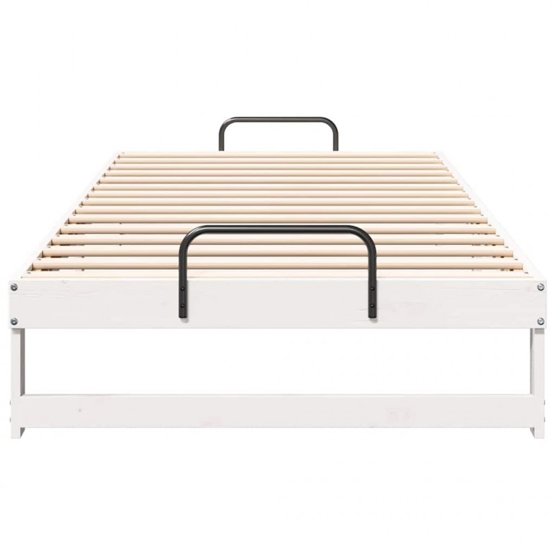 Ramka łóżka Biały 100 x 200 cm Lite drewno sosnowe
