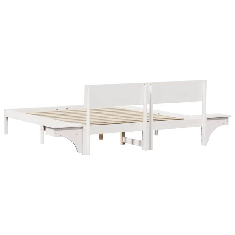 Ramka łóżka Z zagłówkiem Biały 150 x 200 cm Lite drewno sosnowe
