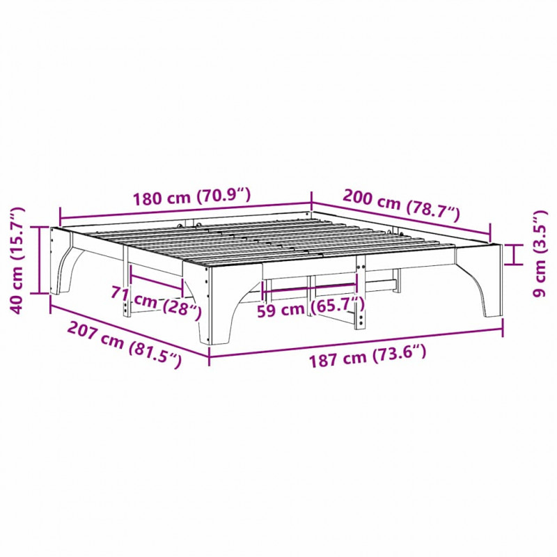 Ramka łóżka Brązowy 180 x 200 cm Lite drewno sosnowe