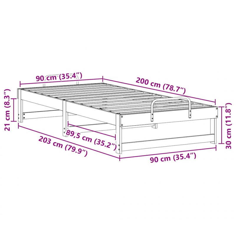 Ramka łóżka Brązowy 90 x 200 cm Lite drewno sosnowe