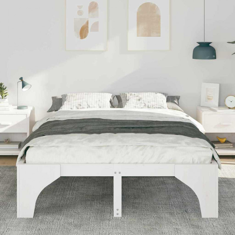 Ramka łóżka Biały 160 x 200 cm Lite drewno sosnowe