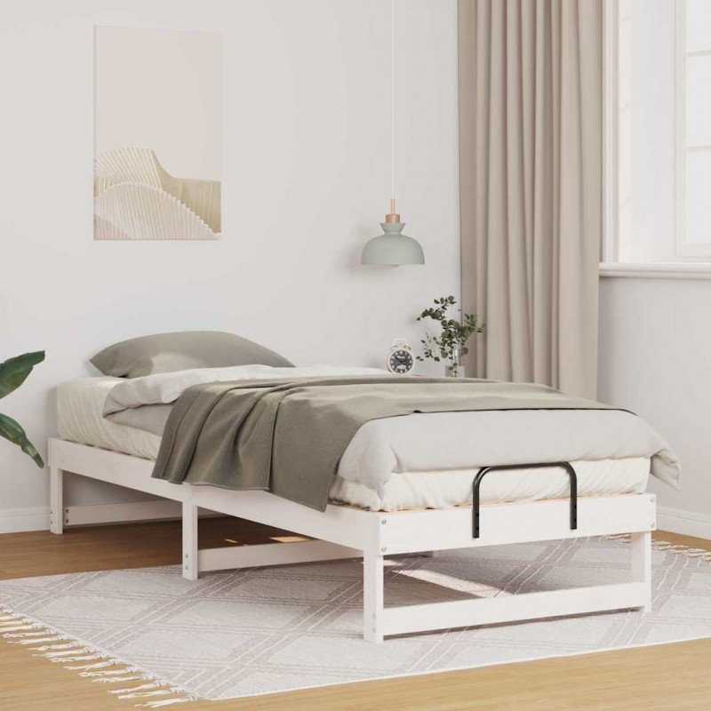 Ramka łóżka Biały 80 x 200 cm Lite drewno sosnowe