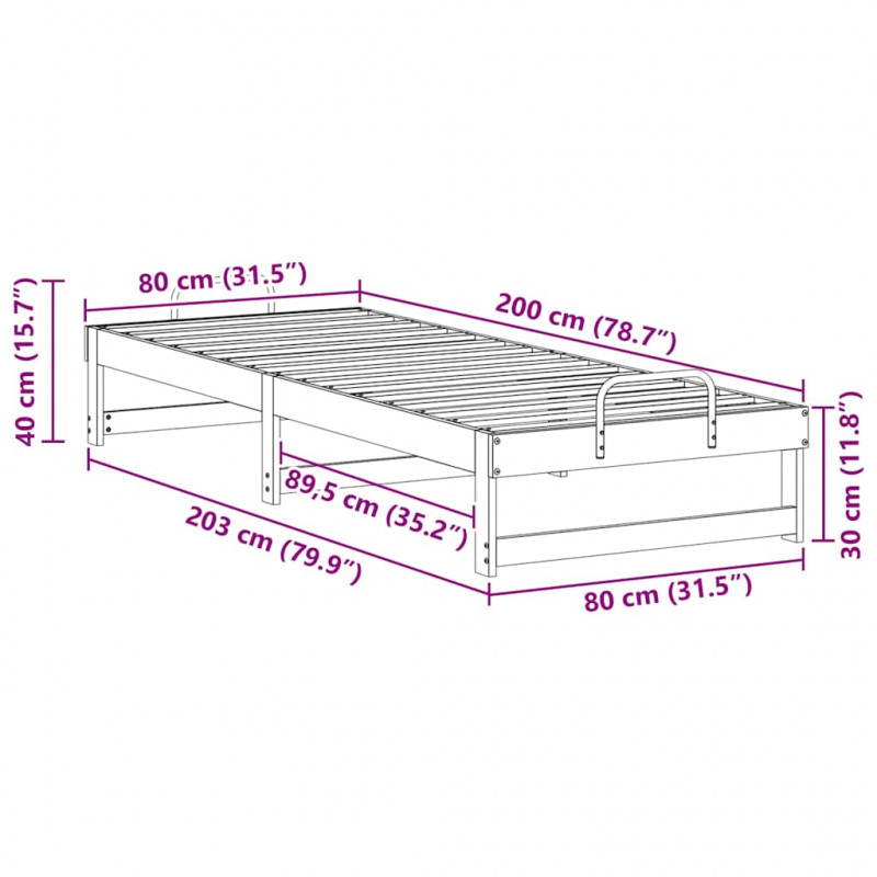 Ramka łóżka Brązowy 80 x 200 cm Lite drewno sosnowe