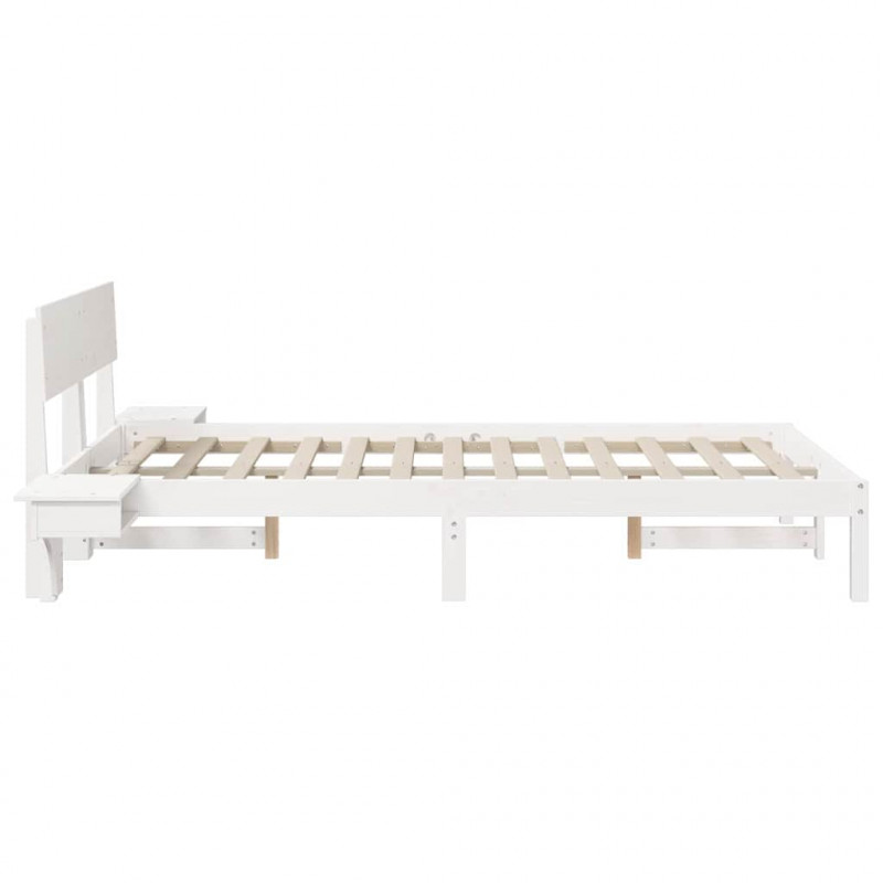 Ramka łóżka Z zagłówkiem Biały 120 x 200 cm Lite drewno sosnowe