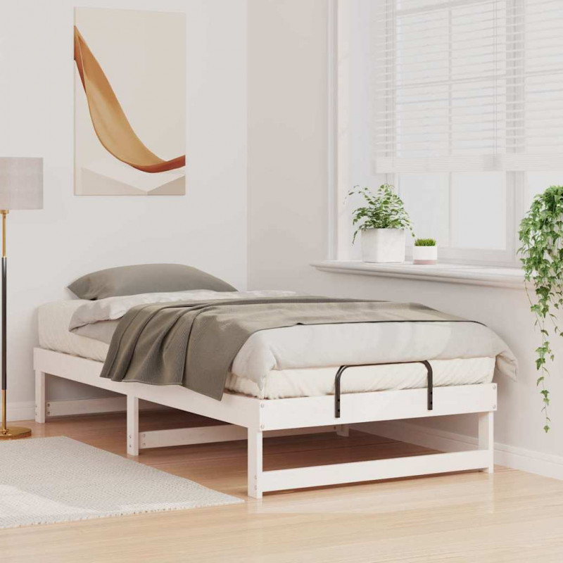 Ramka łóżka Biały 90 x 190 cm Lite drewno sosnowe