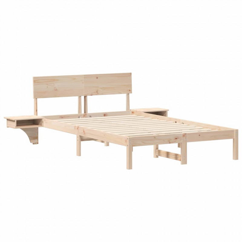 Ramka łóżka Brązowy 140 x 190 cm Lite drewno sosnowe