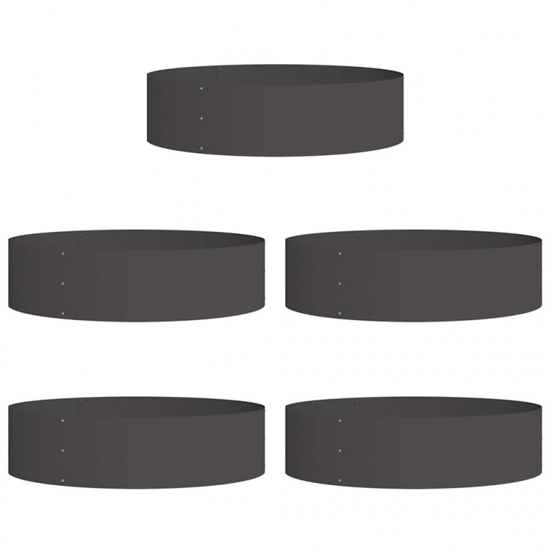Pierścień doniczki 5 pcs Czarny 80 x 80 x 20 cm Stal zimnogięta