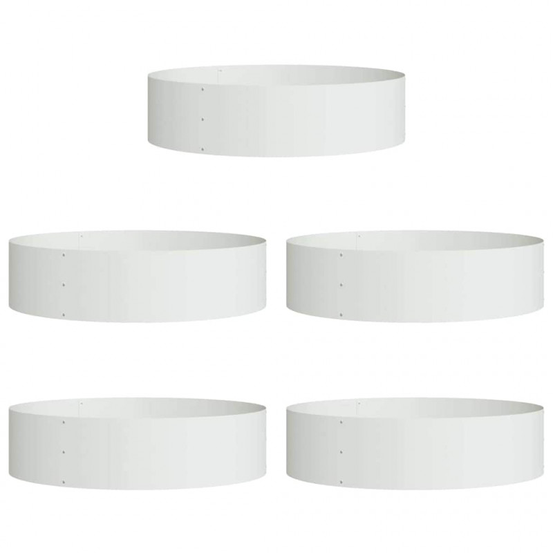 Pierścień doniczki 5 pcs Biały 80 x 80 x 20 cm Stal zimnogięta