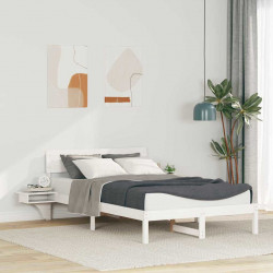 Ramka łóżka Z zagłówkiem Biały 120 x 190 cm Lite drewno sosnowe
