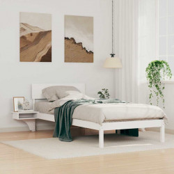 Ramka łóżka Z zagłówkiem Biały 100 x 200 cm Lite drewno sosnowe