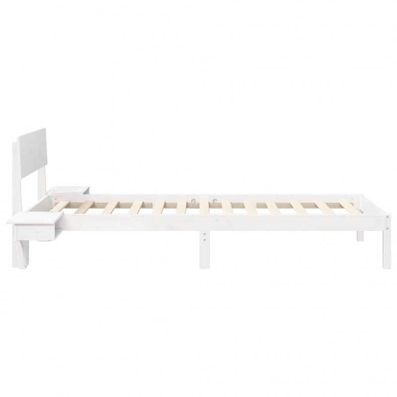 Ramka łóżka Z zagłówkiem Biały 100 x 200 cm Lite drewno sosnowe
