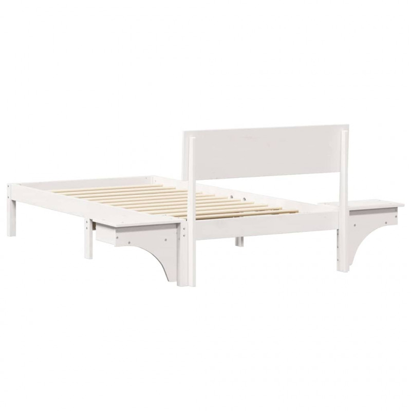 Ramka łóżka Z zagłówkiem Biały 100 x 200 cm Lite drewno sosnowe