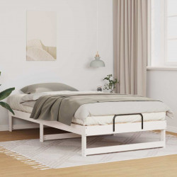 Ramka łóżka Biały 100 x 210 cm Lite drewno sosnowe