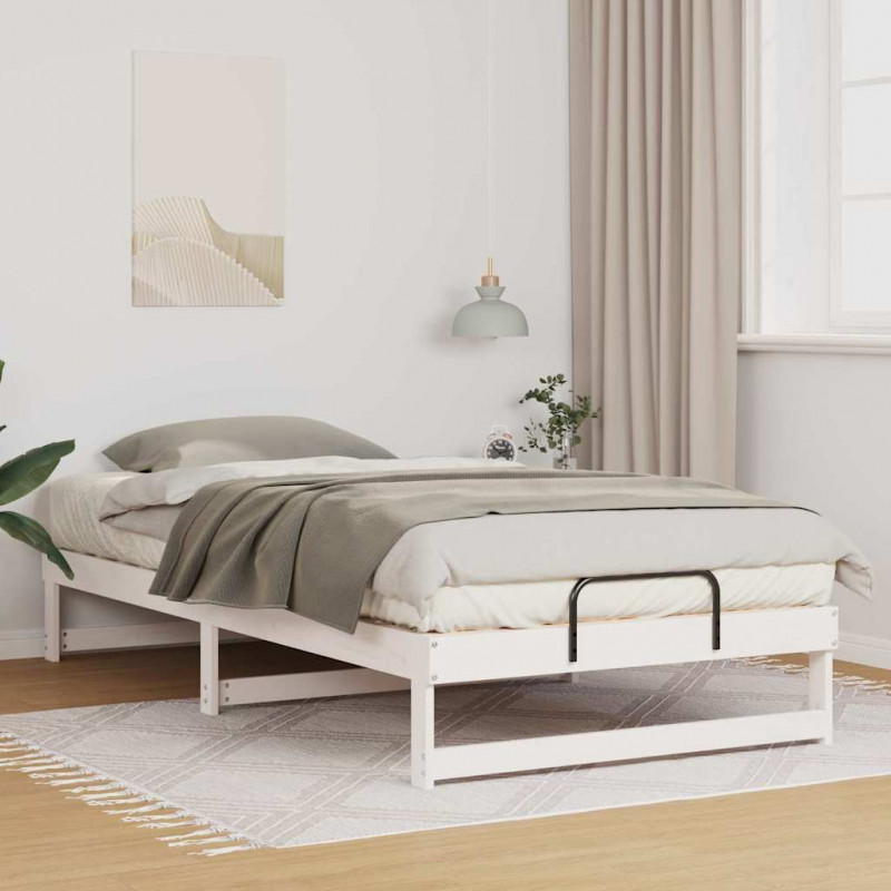 Ramka łóżka Biały 100 x 210 cm Lite drewno sosnowe