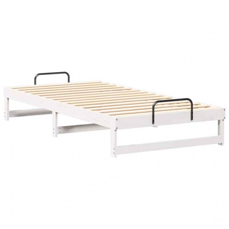Ramka łóżka Biały 100 x 210 cm Lite drewno sosnowe