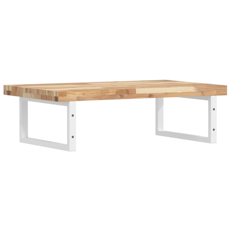 Półka ścienna pod umywalkę, stal i lite drewno akacjowe