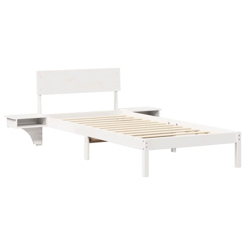 Ramka łóżka Z zagłówkiem Biały 80 x 200 cm Lite drewno sosnowe