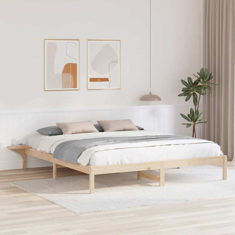 Ramka łóżka Naturalny 200 x 200 cm Lite drewno sosnowe