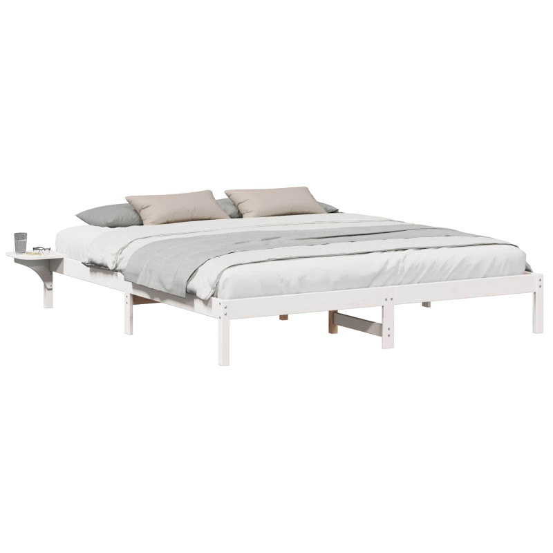 Ramka łóżka Biały 200 x 200 cm Lite drewno sosnowe
