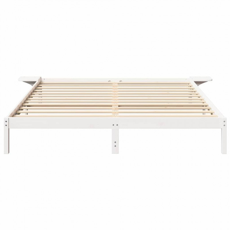 Ramka łóżka Biały 200 x 200 cm Lite drewno sosnowe