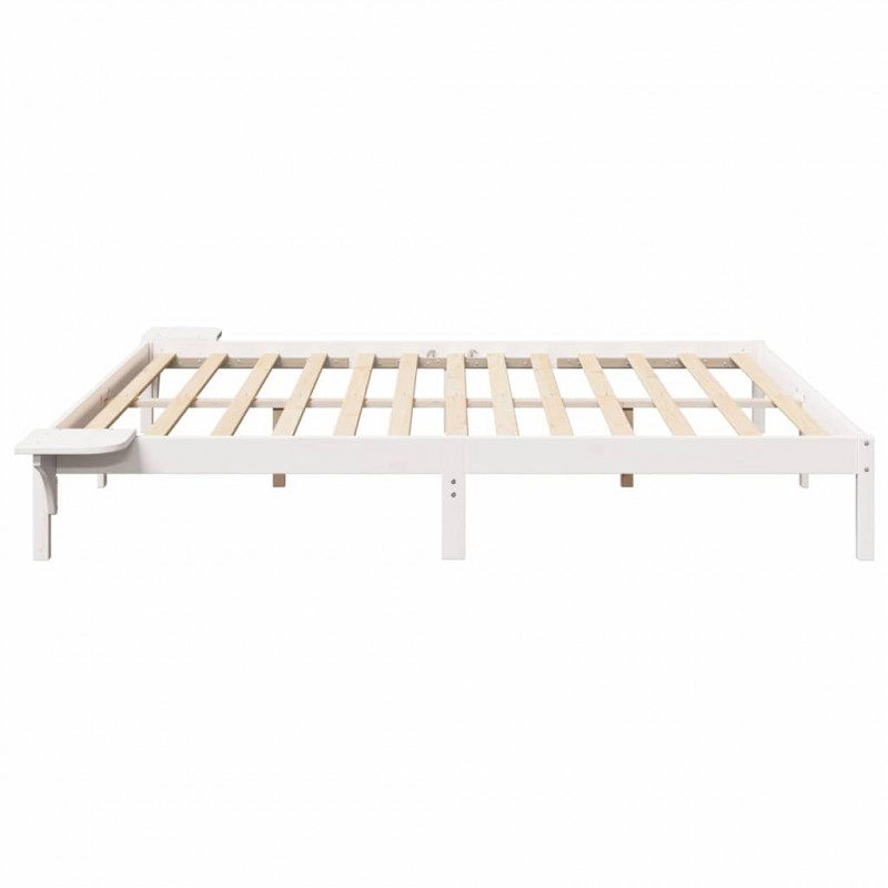 Ramka łóżka Biały 200 x 200 cm Lite drewno sosnowe