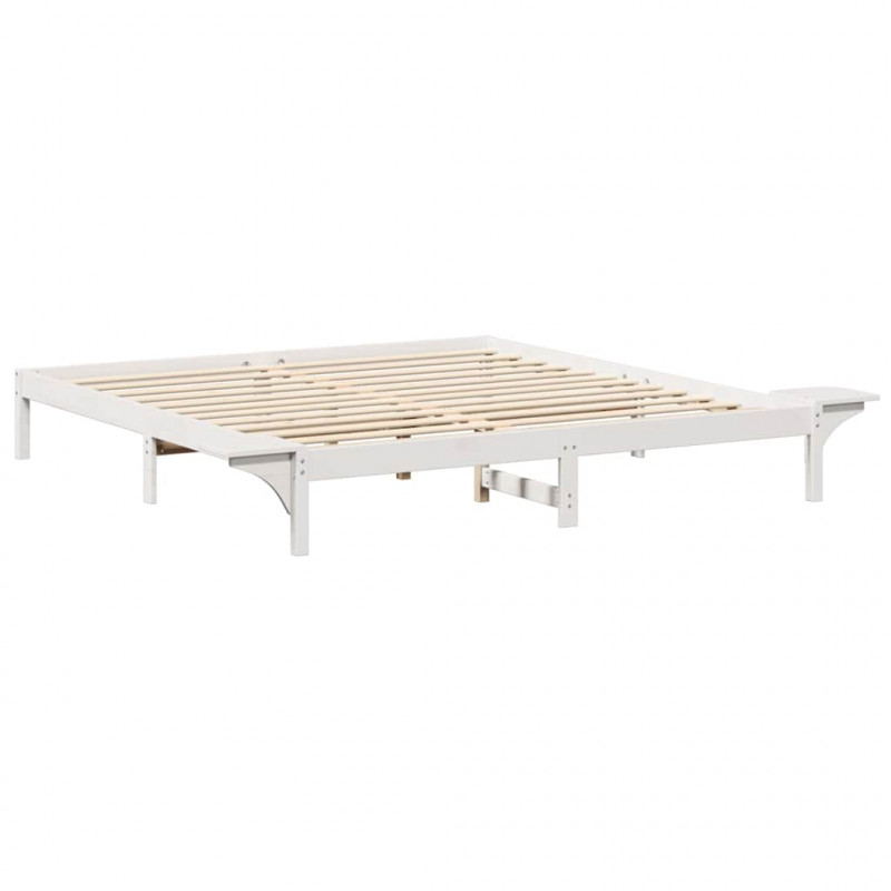 Ramka łóżka Biały 200 x 200 cm Lite drewno sosnowe