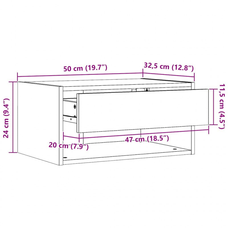 Stolik nocny Biały 50 x 32,5 x 24 cm Lite drewno sosnowe
