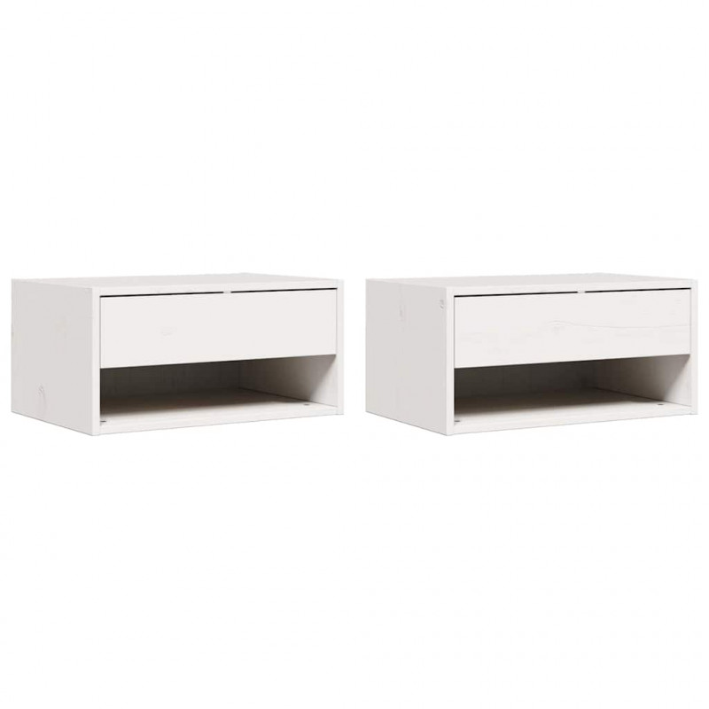 Stolik nocny 2 pcs Biały 50 x 32,5 x 24 cm Lite drewno sosnowe