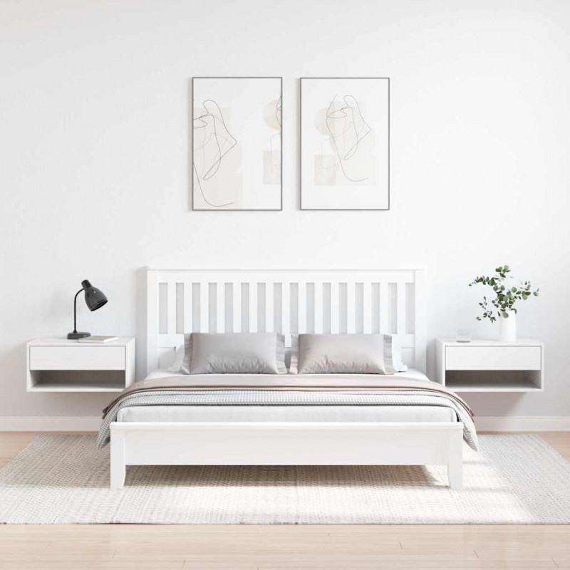 Stolik nocny 2 pcs Biały 50 x 32,5 x 24 cm Lite drewno sosnowe