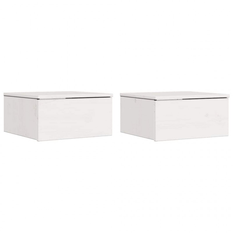 Stolik nocny 2 pcs Biały 37 x 35 x 18,5 cm Lite drewno sosnowe