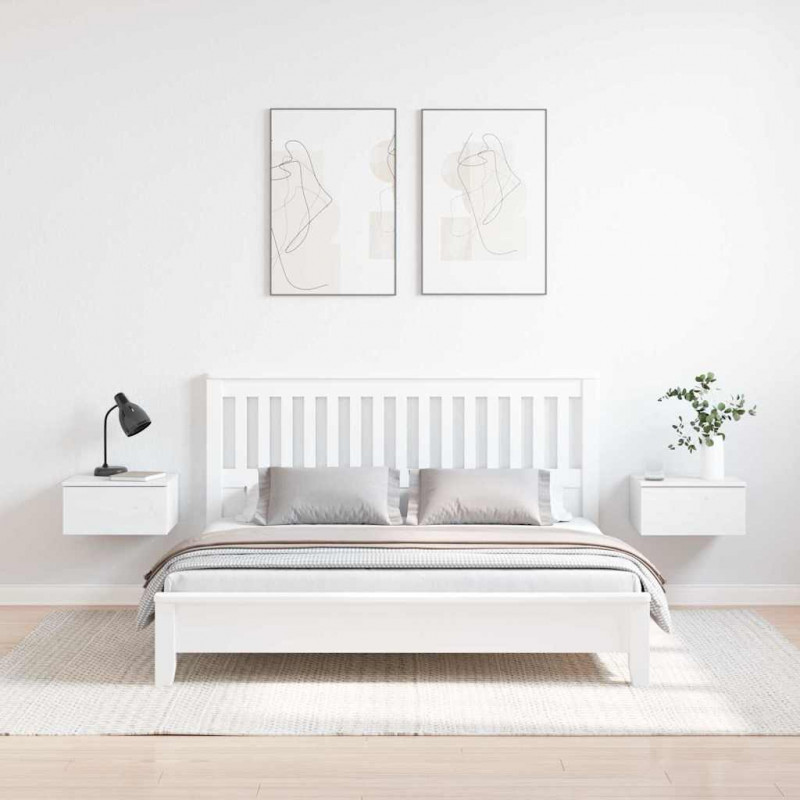 Stolik nocny 2 pcs Biały 37 x 35 x 18,5 cm Lite drewno sosnowe