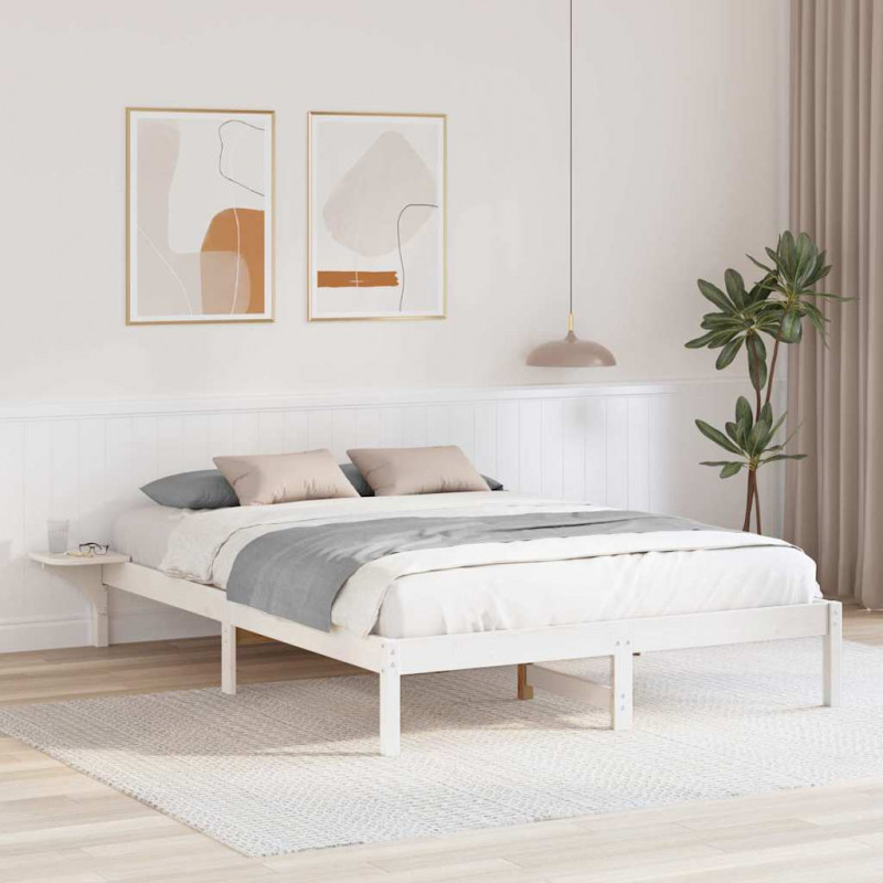 Ramka łóżka Biały 140 x 200 cm Lite drewno sosnowe