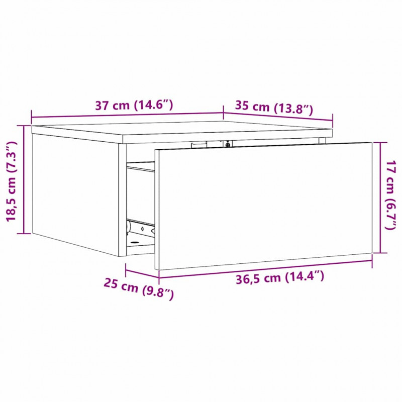 Stolik nocny z szufladą 2 pcs Woskowy Brąz 37 x 35 x 18,5 cm