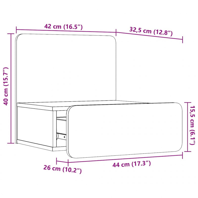 Stolik nocny z szufladą 2 pcs Brązowy 44 x 32,5 x 40 cm