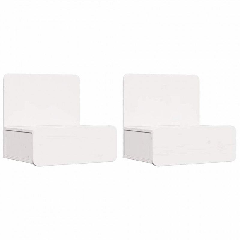 Stolik nocny 2 pcs Biały 44 x 32,5 x 40 cm Lite drewno sosnowe