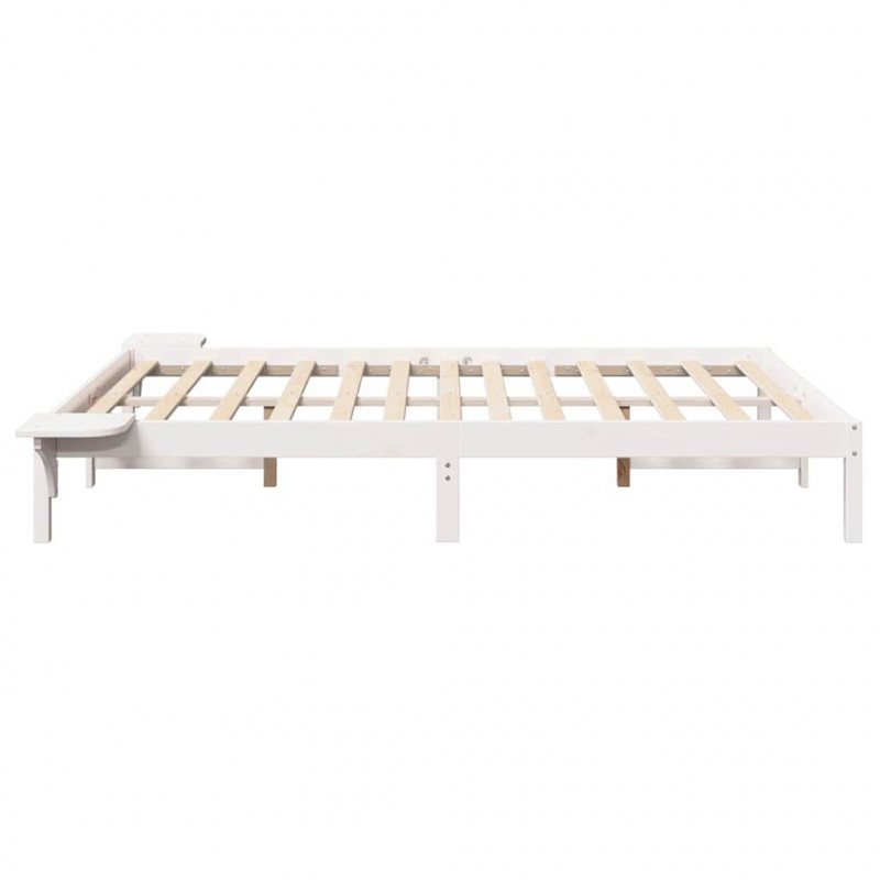 Ramka łóżka Biały 140 x 190 cm Lite drewno sosnowe