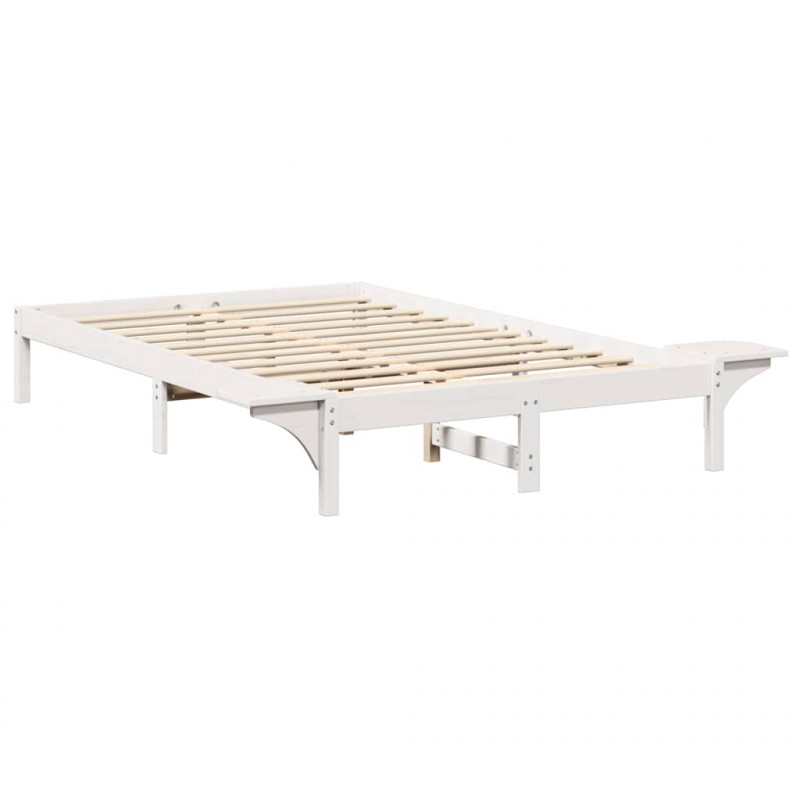Ramka łóżka Biały 140 x 190 cm Lite drewno sosnowe