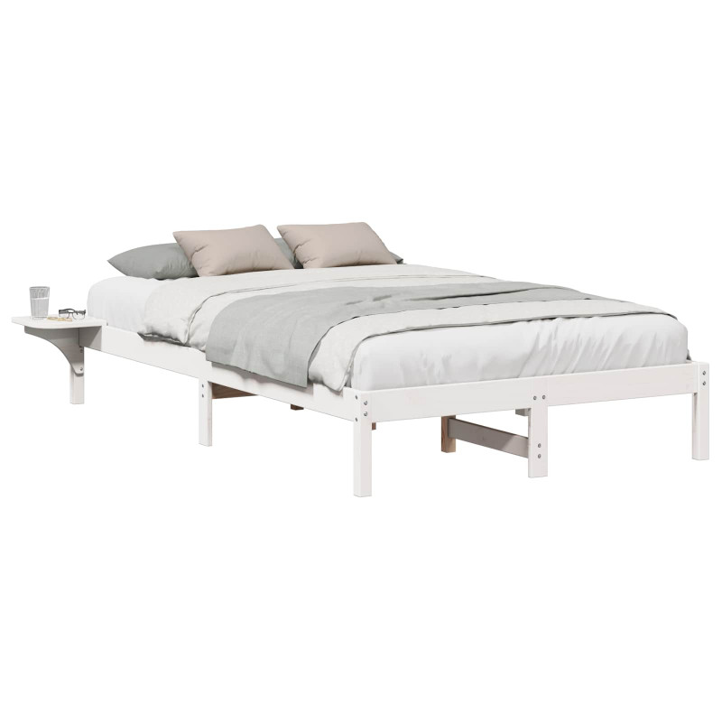 Ramka łóżka Biały 135 x 190 cm Lite drewno sosnowe