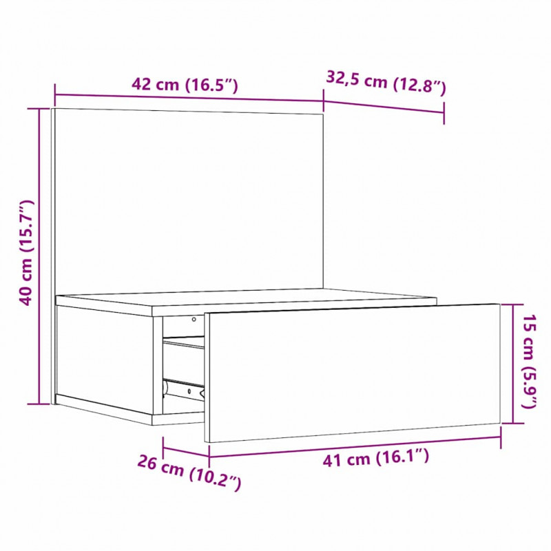 Stolik nocny Biały 42 x 32,5 x 40 cm Lite drewno sosnowe