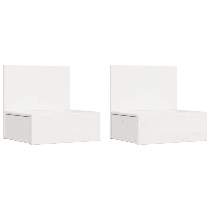 Stolik nocny 2 pcs Biały 42 x 32,5 x 40 cm Lite drewno sosnowe