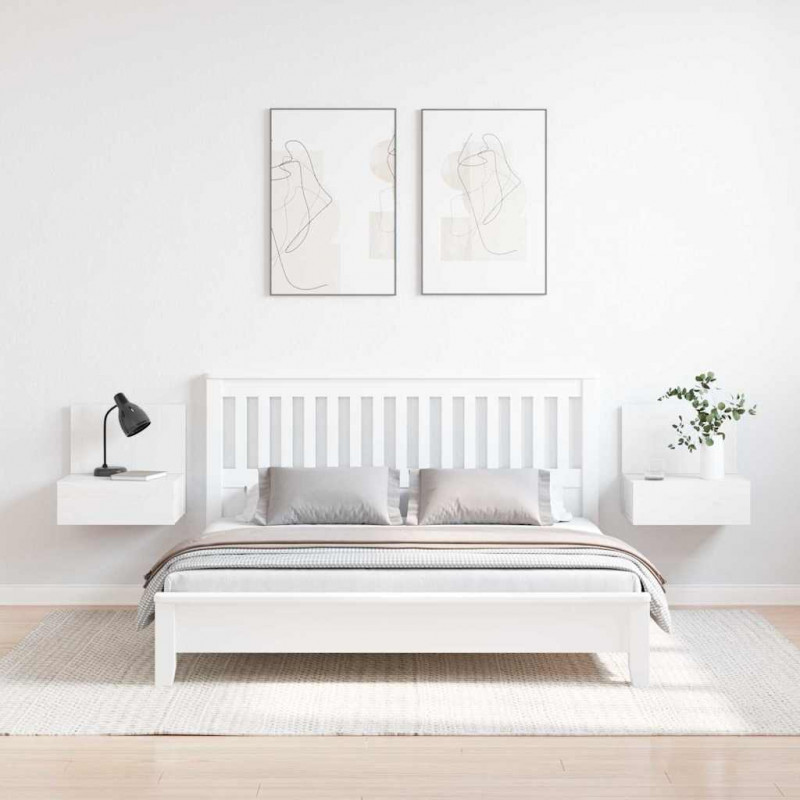 Stolik nocny 2 pcs Biały 42 x 32,5 x 40 cm Lite drewno sosnowe