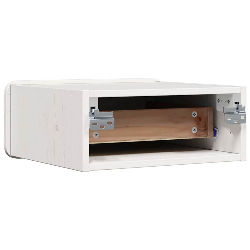 Stolik nocny Biały 39 x 34 x 16,5 cm Lite drewno sosnowe