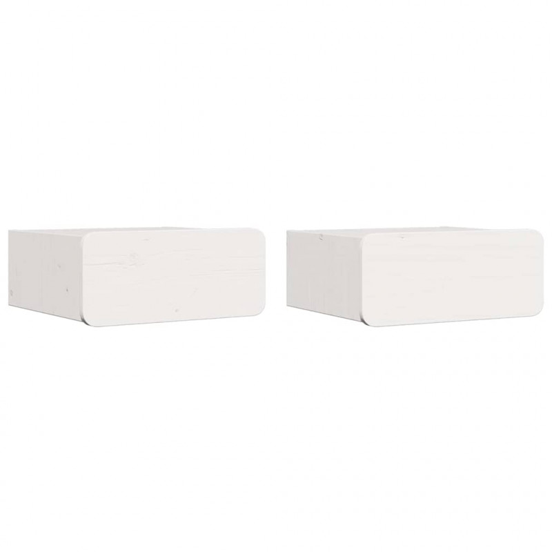 Stolik nocny 2 pcs Biały 39 x 34 x 16,5 cm Lite drewno sosnowe