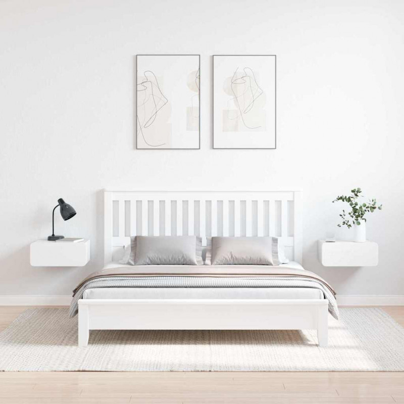 Stolik nocny 2 pcs Biały 39 x 34 x 16,5 cm Lite drewno sosnowe