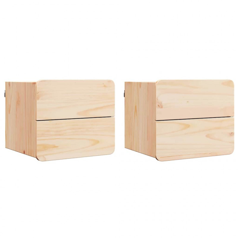 Stolik nocny z szufladą 2 pcs Naturalny 39 x 34 x 33 cm