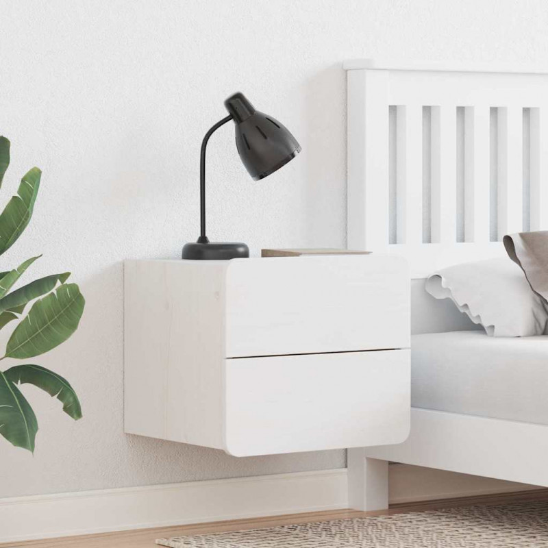 Stolik nocny Biały 39 x 34 x 33 cm Lite drewno sosnowe